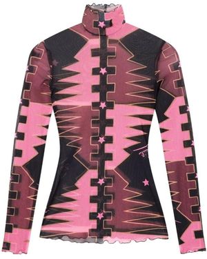 PUCCI Tops ,Veelkleurig ,Tule T-Shirts En Poloshirts Bruin - Rood