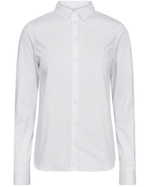 Mos Mosh Overhemden ,Wit ,Katoen Wit Jersey Shirt Stijlvol Comfortabel Katoen