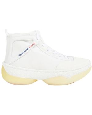 Alexander Wang Schoenen ,Wit ,Leer Logo Mid-Top Witte Sneakers