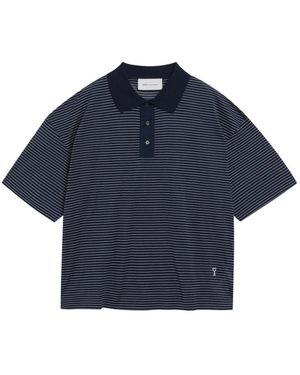 Ami Paris Gestreept Boxy Fit Poloshirt Met Ami De Coeur Patch - Blauw