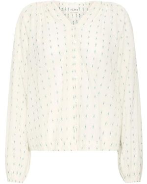 Ichi Overhemden ,Groen ,Blouses - Wit