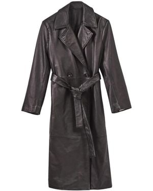 Paul Smith Schwarzer Leder-Trenchcoat