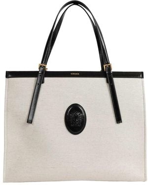 Versace Rivière Große Canvas Tote - Natur