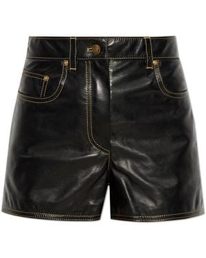 Versace Korte Broeken ,Zwart ,Leer Nappa Shorts