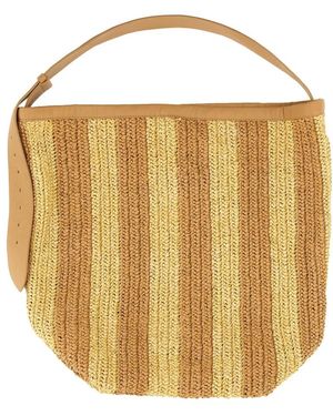 Alysi Tassen ,Veelkleurig ,Leer Stro Tas - Metallic