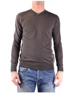 Armani Jeans V-Ausschnitt Langarm Strickware - Grün