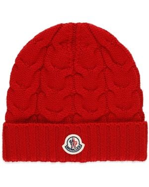 Moncler Rote Woll-Beanie-Mütze Für Jungen