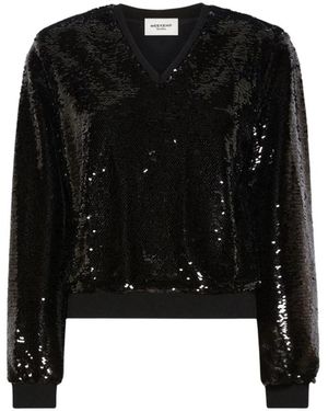 Weekend by Maxmara Overhemden ,Zwart ,Pailletten Blouse Met V-Hals En Geborduurde Pailletten