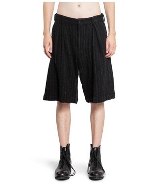 Comme des Garçons Gestreifte Wollshorts Mit Gürtelschlaufen - Schwarz