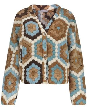Geisha Truien & Vesten ,Veelkleurig ,Polyester Vest Met Grafisch Dessin - Groen