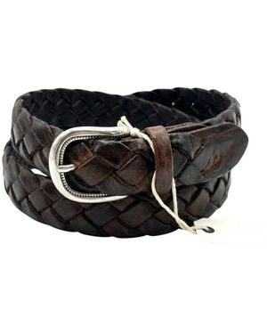 Alberto Luti Accessoires ,Bruin ,Leer Gevlochten Leren Riem - Zwart