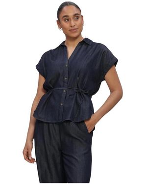 Summum Overhemden ,Blauw ,Denim Denim Blouse Lw Cotton Tencel