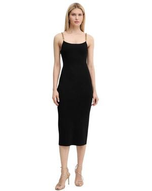 Michael Kors Kleedjes ,Zwart ,Leer Verfraaide Viscose Blend Midi Jurk