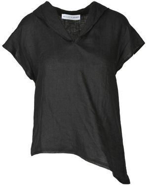 SKILLS & GENES Leinen Garzata Bluse - Schwarz