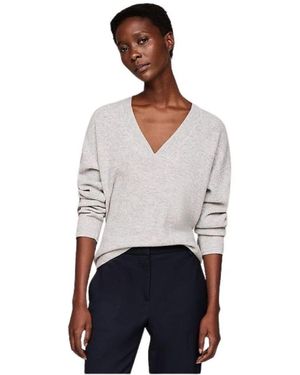 Tommy Hilfiger V-Neck Strickware - Weiß