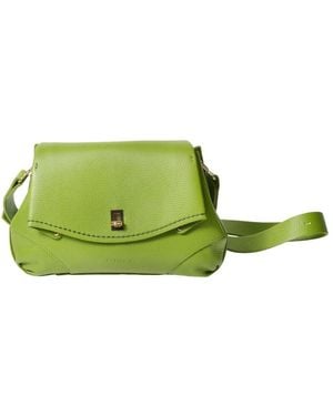 Plinio Visona' Grüne Leder-Schultertasche Gehämmerte Textur