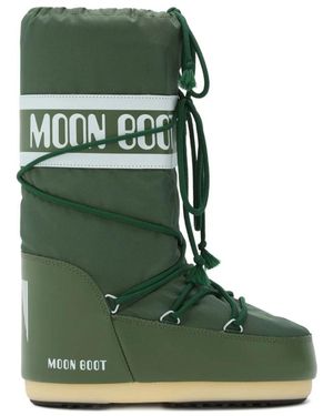 Moon Boot Waldgrüne Schnürschuhe Mit Gummisohle