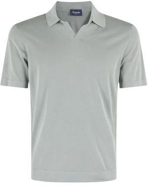 Drumohr Gestricktes Poloshirt Salbeigrün - Grau