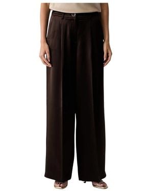 Guess Broeken ,Bruin ,Polyester Flora Wide Leg Pant - Zwart