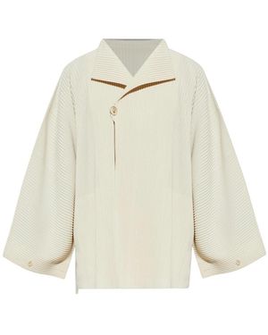 Issey Miyake Jassen ,Wit ,Blouson Jas - Naturel