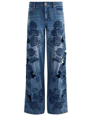 Alice + Olivia Sidney Flared Leg Denim Jeans - Blue