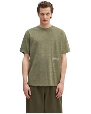Barbour Calton Linnenmix T-Shirt Met Os Pasvorm - Groen