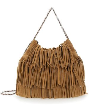Tory Burch Mini Fleming Suede Fringe Hobo Bag - Braun