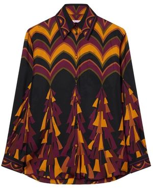 PUCCI Overhemden ,Veelkleurig ,Baiadera Print Silk Shirt - Bruin
