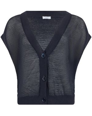 Peserico Kortemouw Vest Van Katoenmix - Blauw