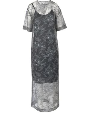 Liviana Conti Chantilly Kant Midi Jurk - Grijs