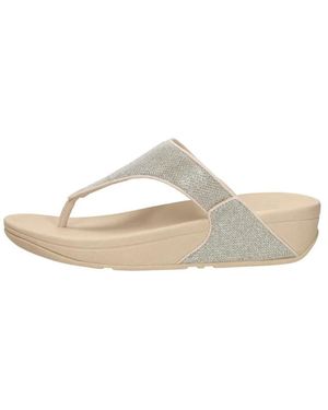 Fitflop Schoenen ,Geel ,Lulu Shimmerglitz Teen-Post - Naturel