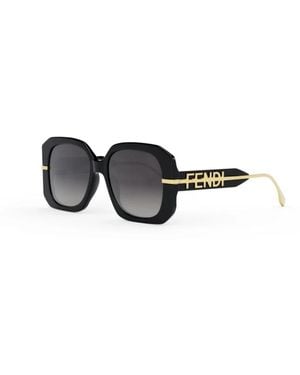 Fendi Graphy Vierkante Zonnebril - Zwart