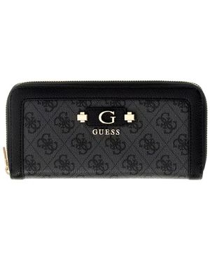 Guess Accessoires ,Grijs ,Leer Lindsey Slg Large Zip Around - Zwart