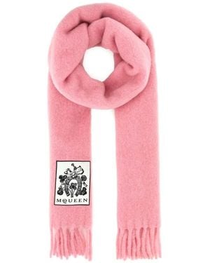 スカーフ Alexander Mcqueen Pink Wool Blend Foulard Women's Classic Skull Foulard in Pink | Alexander McQueen US