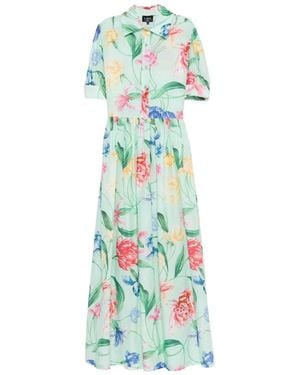 Lavi Floral Pleated Maxi Dress - Grün