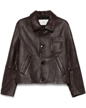 Ami Paris Leather Jackets - Brown