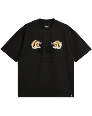 Taion Tops ,Zwart ,Katoen Front Side Embroidery T-Shirt