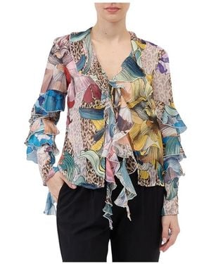 Just Cavalli Fantasiebluse Mit Rüschen - Blau