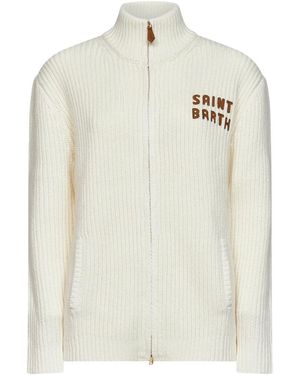 MC2 Saint Barth Truien & Vesten ,Wit ,Wol Noire 10 Patch Vest