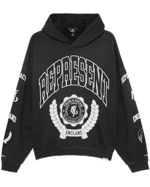 Represent Graphic Printed Long Sleeved Hoodie - Black
