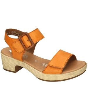Remonte Schoenen ,Oranje ,Leer D0N52-38 Sandalen Met Blokhak - Bruin