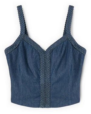 mötivi Denim Top Met Gevlochten Bandjes - Blauw