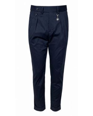 Manuel Ritz Broeken ,Blauw ,Katoen Gekreukte Twill Chino Broek