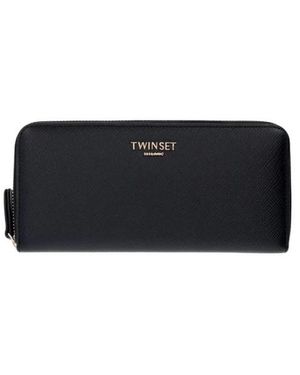 Twinset Accessoires ,Zwart ,Polyester Grote Portemonnee Met Ritssluiting