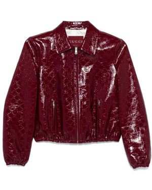Gucci Bordeaux Patent Leren Jas - Rood
