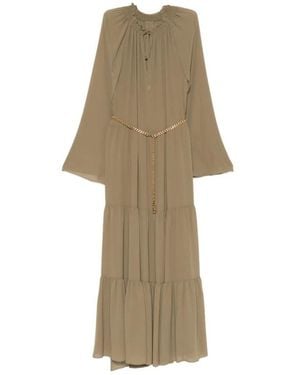 Michael Kors Maxikleid Mit Hohem Kragen Und Raffung - Natur