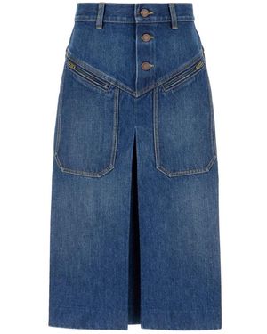 Chloé Blauwe Denim Flare Rok