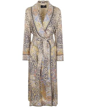 Etro Bedrucktes, Zweireihiges Midikleid - Natur