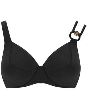Max Mara Badmode ,Zwart ,Nylon Zwarte Elegante Bikinitop Met Metalen Detail