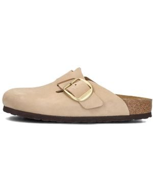 Birkenstock Boston Big Buckle Nubuk Clogs - Natur
